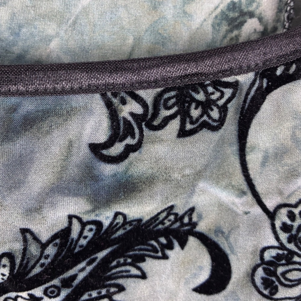 Y2K Fairy Grunge Black Burnout Velvet Top XL Floral Boho Bell Sleeve Whimsigoth - Picture 7 of 8
